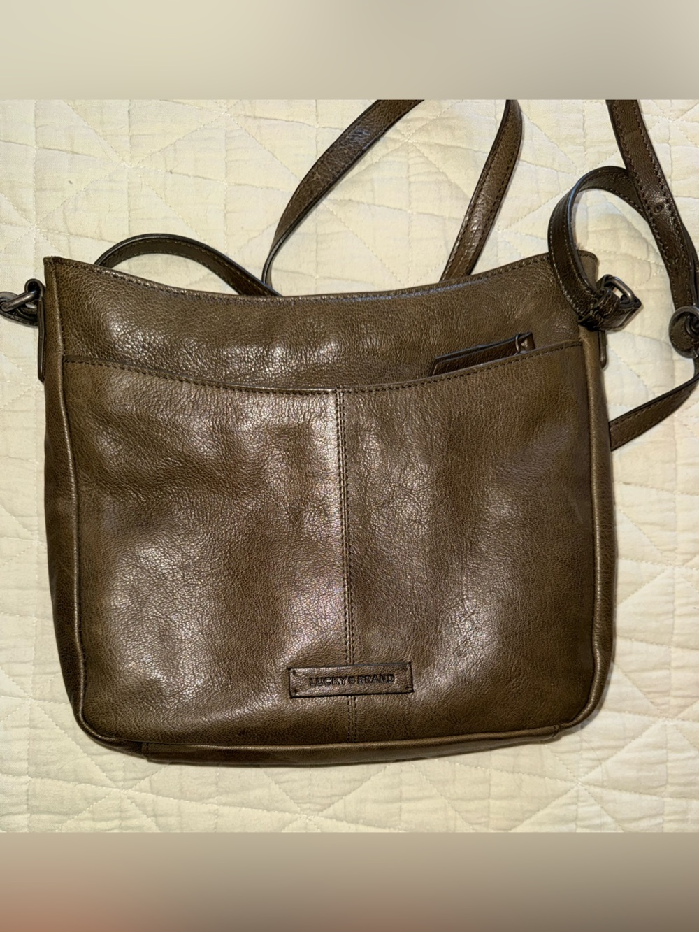 Lucky Brand Dark Green Leather Crossbody Bag